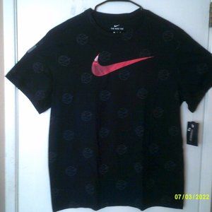 NEW NIKE SPORTSWEAR "B-Ball Swoosh Tee" MEN'S BLACK RED T-SHIRT 2XL